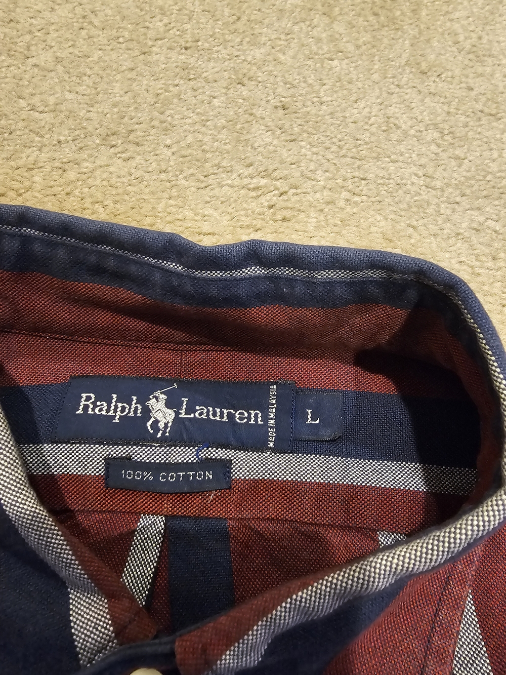 Ralph Lauren Red & Navy Plaid Cotton Button-Up Shirt
